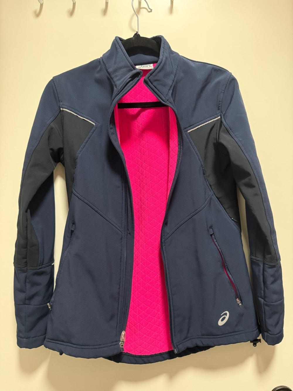 ASICS Navy Athletic Jacket with Pink Quilted Lining